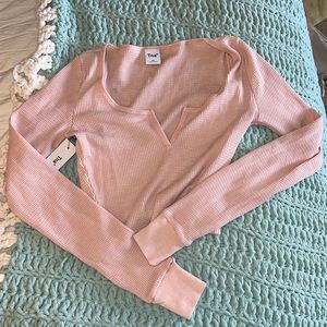 tna waffle long sleeve crop shirt